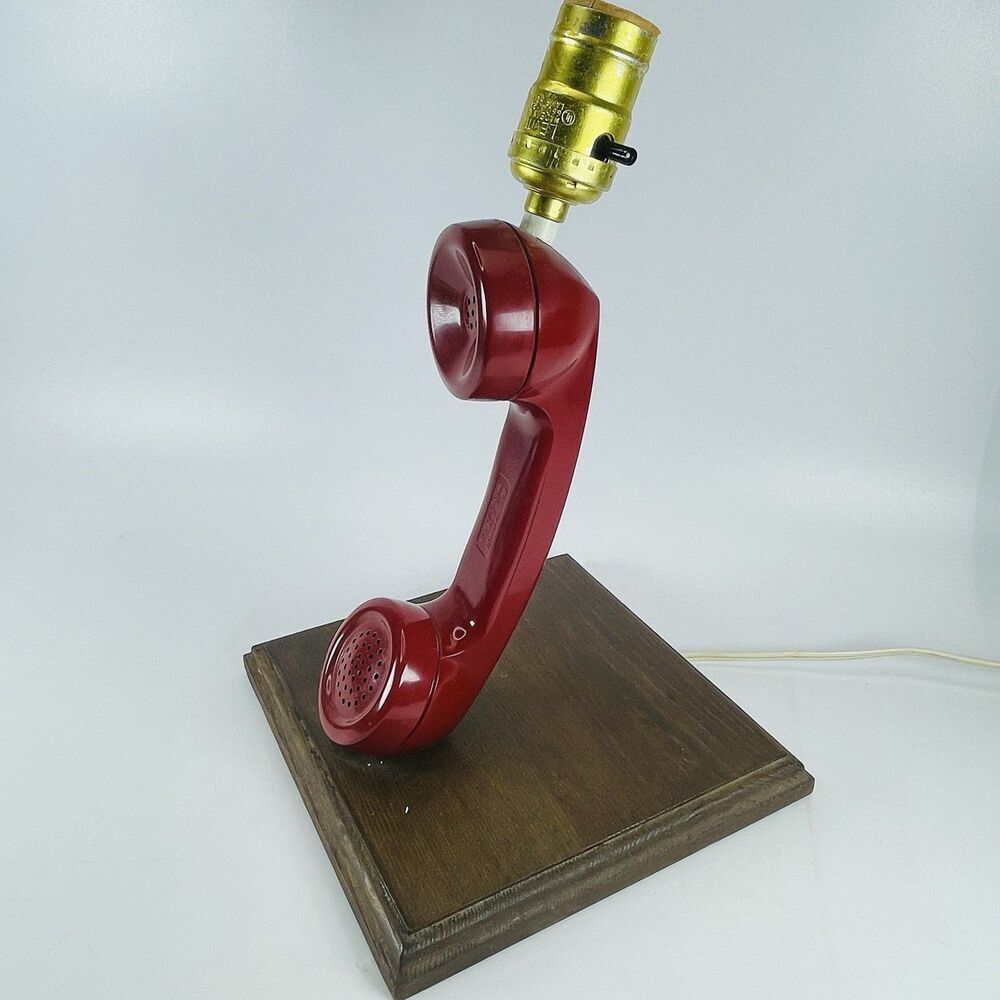 VTG Red Bell Phone Handset Table Desk Lamp Light Red Telephone Western Electric